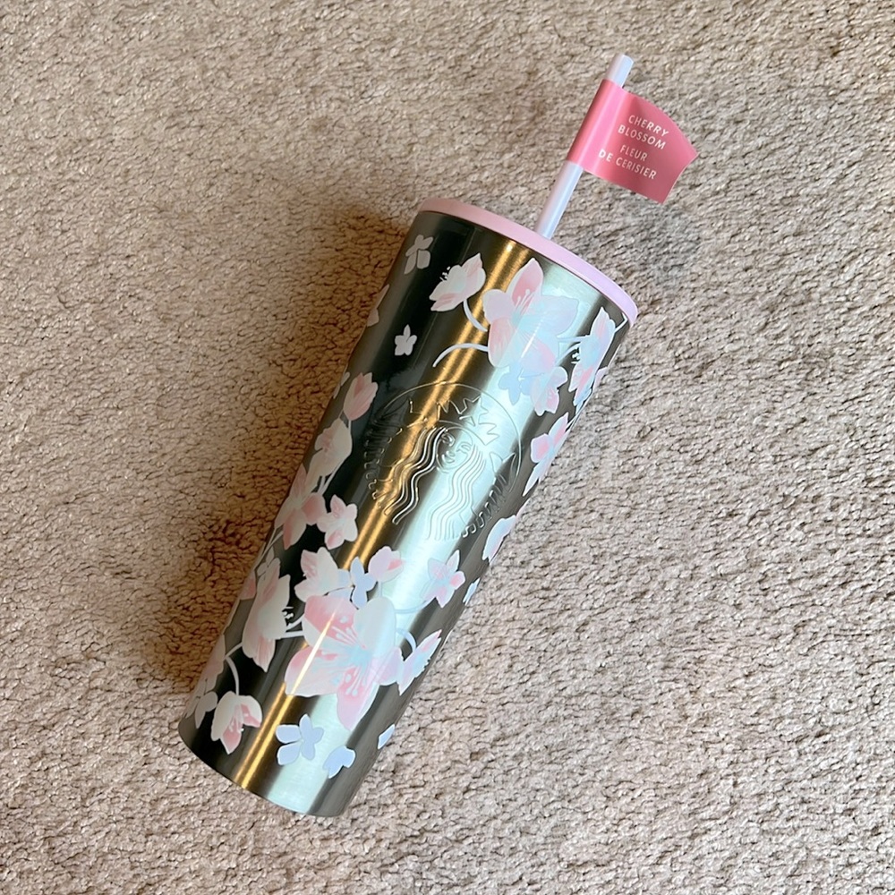 NWT Limited Edition Starbucks Cherry Blossom Stainless Steel Tumbler - Picture 2 of 2